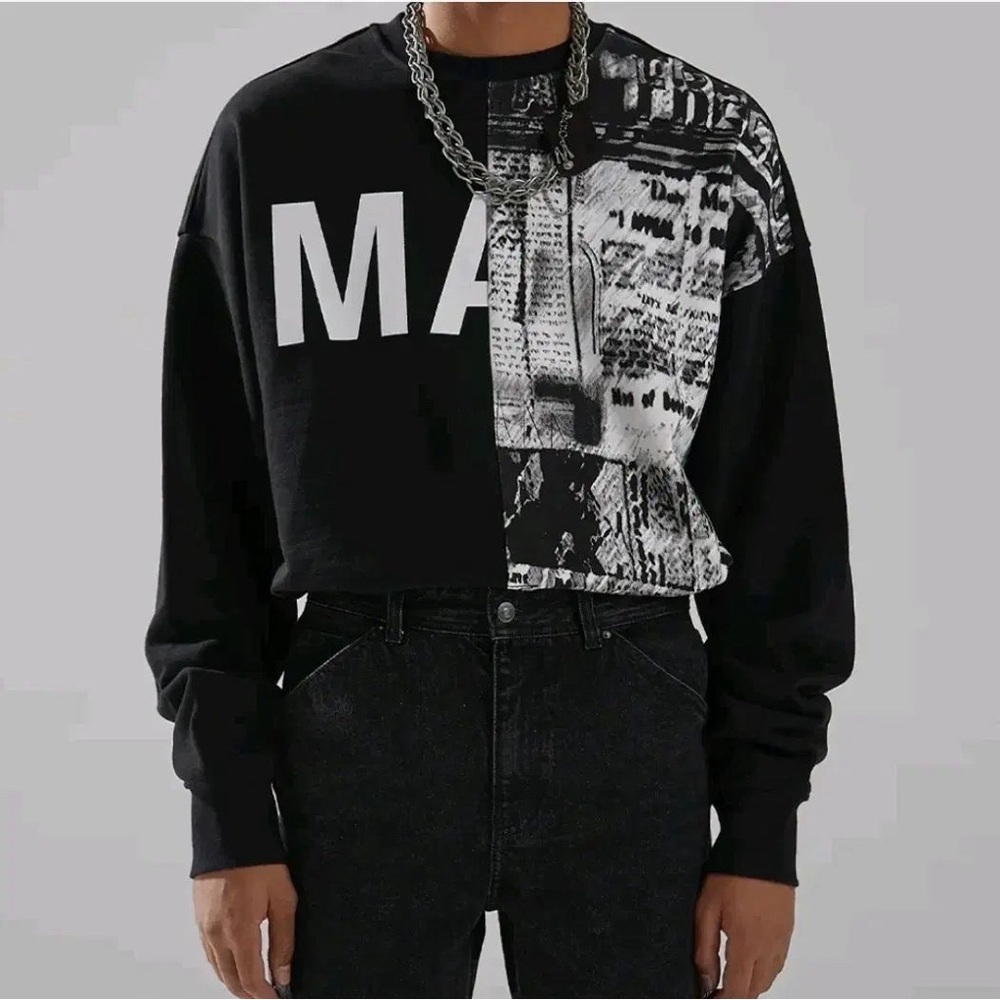Rare Authentic Maison Mined Half Barrier MTM Korean Streetwear Sweatshirt Mens L